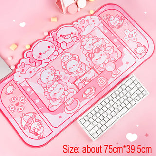 1 PC Kawaii Vibes Cute Critter Gamer Girl Gaming Mouse Pad Desk Pad