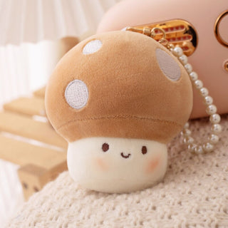 10cm Kawaii Mushroom Pearl Ring Plushie 10cm Auburn Soft Toy by The Kawaii Shoppu | The Kawaii Shoppu