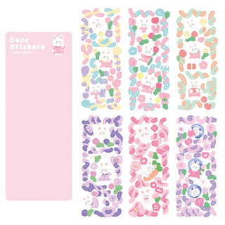 12 Sheets Kawaii Cute Shiny Laser Ribbon Deco Stickers A Rabbit (12 Sheets) Stationery by The Kawaii Shoppu | The Kawaii Shoppu