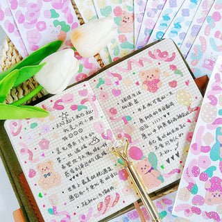 12 Sheets Kawaii Cute Shiny Laser Ribbon Deco Stickers Stationery by The Kawaii Shoppu | The Kawaii Shoppu