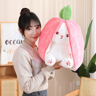 18/25cm Strawberry / Carrot Bunny Zipper Surprise Plushie Soft Toy by The Kawaii Shoppu | The Kawaii Shoppu