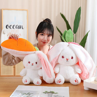 18/25cm Strawberry / Carrot Bunny Zipper Surprise Plushie Soft Toy by The Kawaii Shoppu | The Kawaii Shoppu