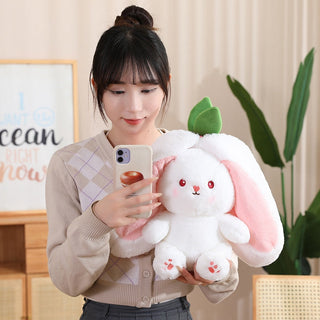 18/25cm Strawberry / Carrot Bunny Zipper Surprise Plushie Soft Toy by The Kawaii Shoppu | The Kawaii Shoppu