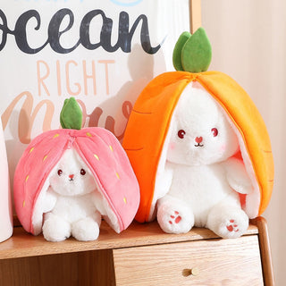 18/25cm Strawberry / Carrot Bunny Zipper Surprise Plushie Soft Toy by The Kawaii Shoppu | The Kawaii Shoppu