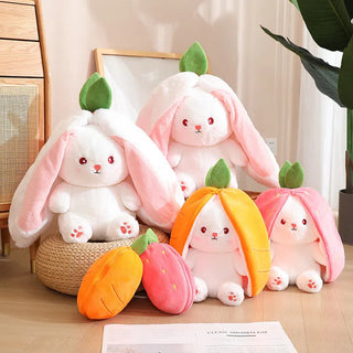 18/25cm Strawberry / Carrot Bunny Zipper Surprise Plushie Soft Toy by The Kawaii Shoppu | The Kawaii Shoppu