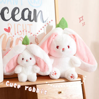 18/25cm Strawberry / Carrot Bunny Zipper Surprise Plushie Soft Toy by The Kawaii Shoppu | The Kawaii Shoppu