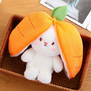 18/25cm Strawberry / Carrot Bunny Zipper Surprise Plushie Soft Toy by The Kawaii Shoppu | The Kawaii Shoppu