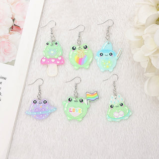 1Pair Cute Love Frog Resin Earrings Earrings by The Kawaii Shoppu | The Kawaii Shoppu