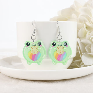 1Pair Cute Love Frog Resin Earrings Earrings by The Kawaii Shoppu | The Kawaii Shoppu