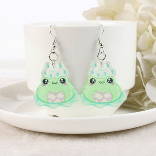 1Pair Cute Love Frog Resin Earrings Earrings by The Kawaii Shoppu | The Kawaii Shoppu