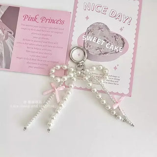 2025 Sweet Pearl Bow Keychain – Y2K Heart Pendant Accessory