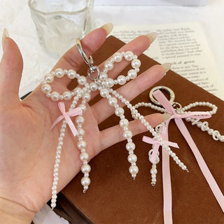 2025 Sweet Pearl Bow Keychain – Y2K Heart Pendant Accessory