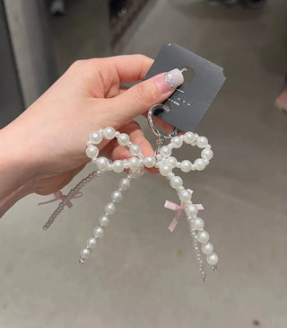 2025 Sweet Pearl Bow Keychain – Y2K Heart Pendant Accessory
