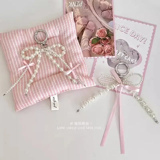 2025 Sweet Pearl Bow Keychain – Y2K Heart Pendant Accessory