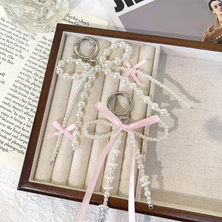 2025 Sweet Pearl Bow Keychain – Y2K Heart Pendant Accessory