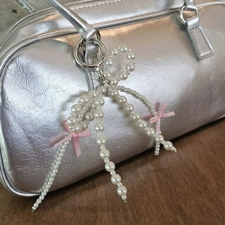 2025 Sweet Pearl Bow Keychain – Y2K Heart Pendant Accessory