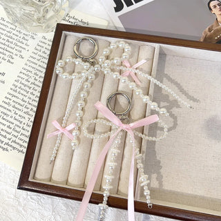 2025 Sweet Pearl Bow Keychain – Y2K Heart Pendant Accessory