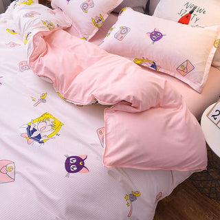 3/4pcs set Kawaii Anime Cotton Bedding Set Pink Decor The Kawaii Shoppu