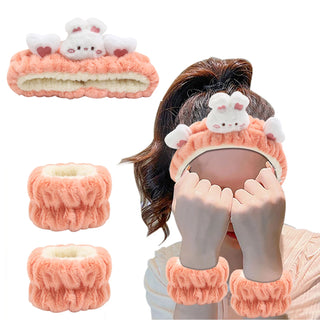 3Pcs Set Cute Makeup Headband Wristband Set