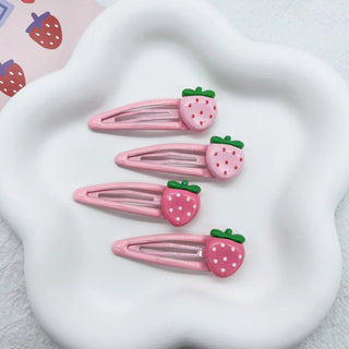 4Pcs Cute Pink Strawberry BB Hair Clips Hair Accessories by The Kawaii Shoppu | The Kawaii Shoppu