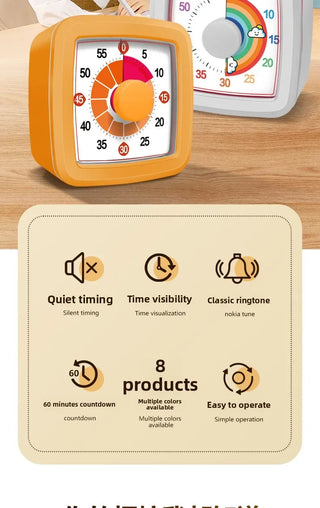 60-Min Visual Timer with Night Light Silent Countdown Timer for Kids, Classrooms & Home