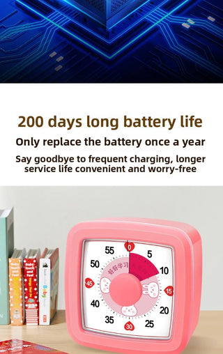 60-Min Visual Timer with Night Light Silent Countdown Timer for Kids, Classrooms & Home