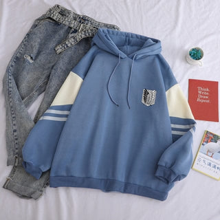 Aesthetic Shield Printed Hoodies Blue M Fashion The Kawaii Shoppu