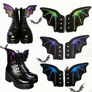 Bat Wing Shoe Charms – 1 Pair PU Sneaker & Skate Boot Decorations for Girls, Punk Emo Style