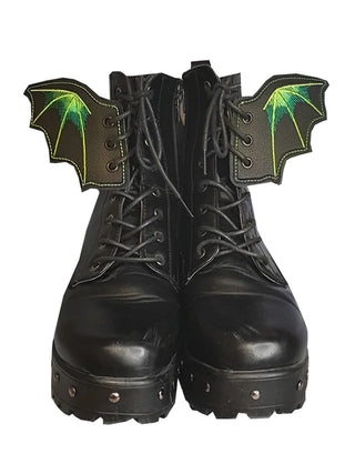Bat Wing Shoe Charms – 1 Pair PU Sneaker & Skate Boot Decorations for Girls, Punk Emo Style