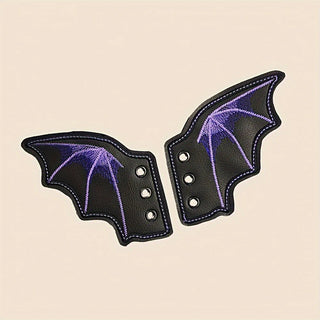 Bat Wing Shoe Charms – 1 Pair PU Sneaker & Skate Boot Decorations for Girls, Punk Emo Style