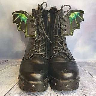 Bat Wing Shoe Charms – 1 Pair PU Sneaker & Skate Boot Decorations for Girls, Punk Emo Style