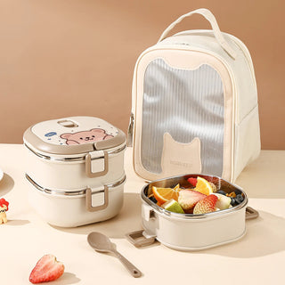 Bento Bear 304 Stainless Steel Insulated Lunch Box with Spoon Home & Kitchen by The Kawaii Shoppu | The Kawaii Shoppu