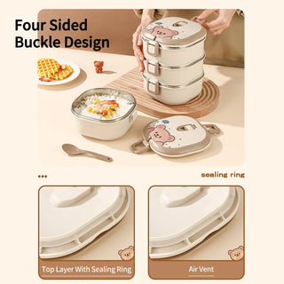 Bento Bear 304 Stainless Steel Insulated Lunch Box with Spoon Home & Kitchen by The Kawaii Shoppu | The Kawaii Shoppu