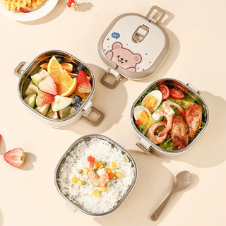 Bento Bear 304 Stainless Steel Insulated Lunch Box with Spoon Home & Kitchen by The Kawaii Shoppu | The Kawaii Shoppu