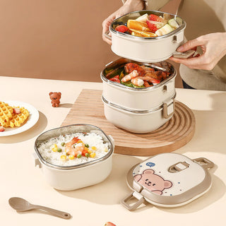 Bento Bear 304 Stainless Steel Insulated Lunch Box with Spoon Home & Kitchen by The Kawaii Shoppu | The Kawaii Shoppu