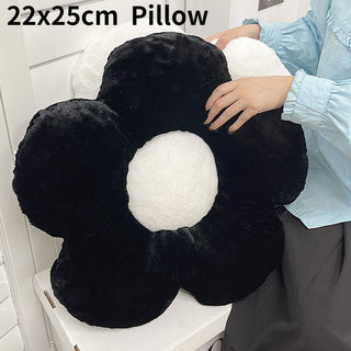 Black / White / Pink Daisy Flower Seat Cushion 22x25cm Pillow Black Home & Garden by The Kawaii Shoppu | The Kawaii Shoppu