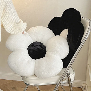Black / White / Pink Daisy Flower Seat Cushion Home & Garden by The Kawaii Shoppu | The Kawaii Shoppu