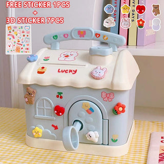 Candy Cute House Piggy Bank Money Box Blue G Home Decor by The Kawaii Shoppu | The Kawaii Shoppu
