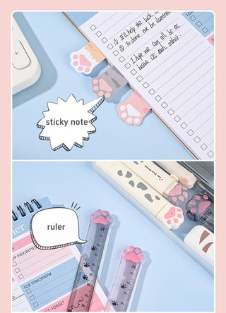 Cat Paw Stationery Gift Set – 9pcs Cute School Supplies with Pencil Box