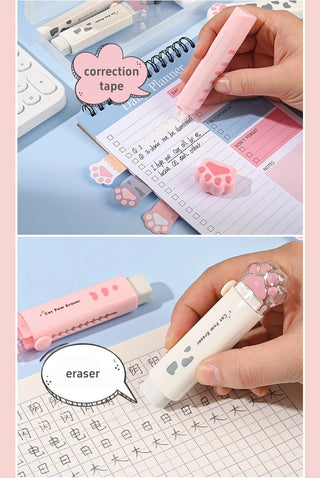 Cat Paw Stationery Gift Set – 9pcs Cute School Supplies with Pencil Box