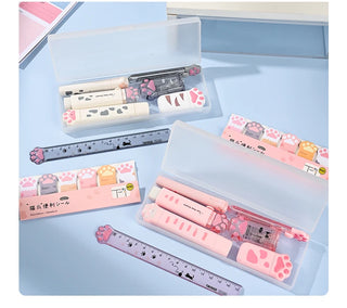 Cat Paw Stationery Gift Set – 9pcs Cute School Supplies with Pencil Box