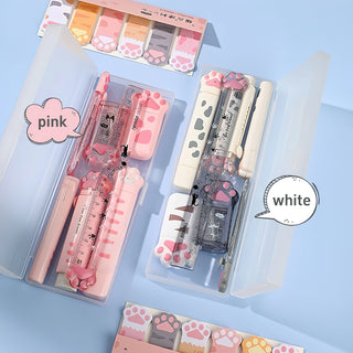 Cat Paw Stationery Gift Set – 9pcs Cute School Supplies with Pencil Box