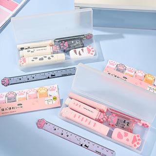 Cat Paw Stationery Gift Set – 9pcs Cute School Supplies with Pencil Box