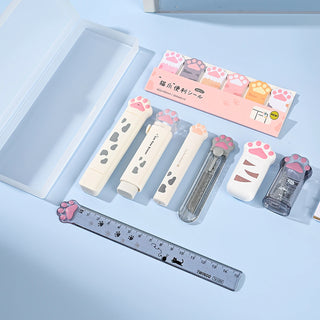 Cat Paw Stationery Gift Set – 9pcs Cute School Supplies with Pencil Box