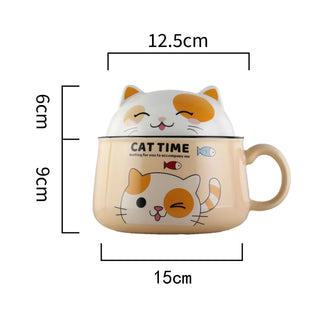 Cat Time Ramen Bowl – 1000ml Ceramic Noodle Bowl with Cat Lid