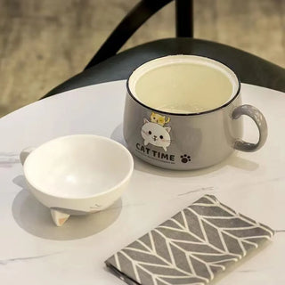 Cat Time Ramen Bowl – 1000ml Ceramic Noodle Bowl with Cat Lid