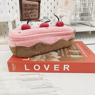 Cherry Cake Pencil Case Cute Large Capacity Stationery Bag for School & Desk Organisation