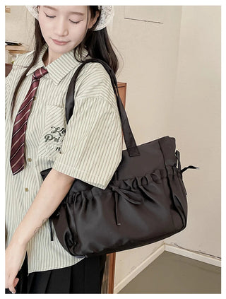 Cottage Core Elegant Bow Totebag 40X10X25cm by The Kawaii Shoppu | The Kawaii Shoppu