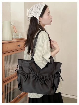 Cottage Core Elegant Bow Totebag 40X10X25cm by The Kawaii Shoppu | The Kawaii Shoppu