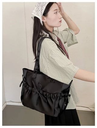 Cottage Core Elegant Bow Totebag 40X10X25cm by The Kawaii Shoppu | The Kawaii Shoppu